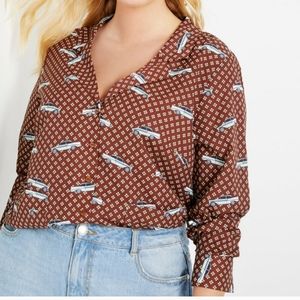 # 167 Eloquii top blouse retro car